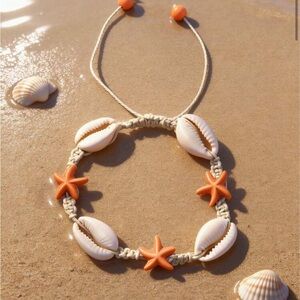 Orange‎ and Cream Shell Starfish bracelet